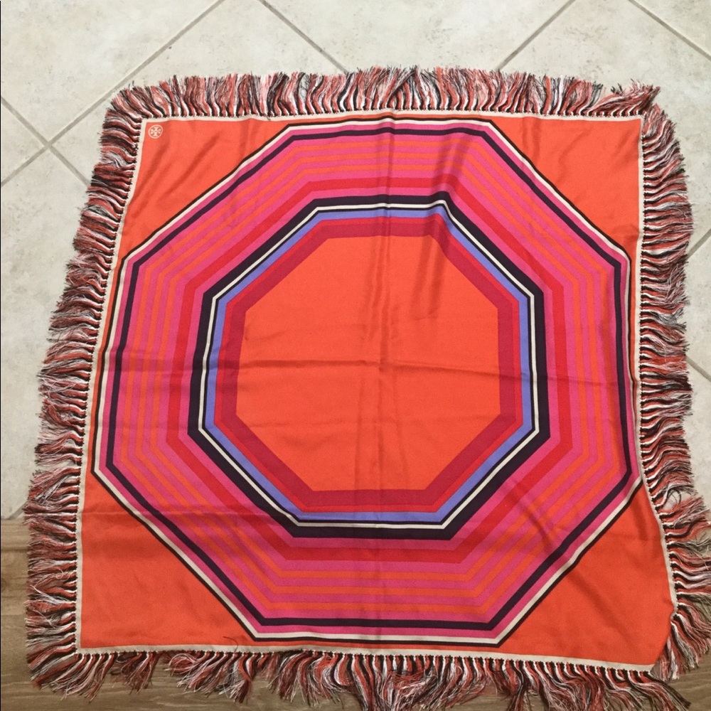Tory Burch Silk Fringe Scarf 35 x 35
